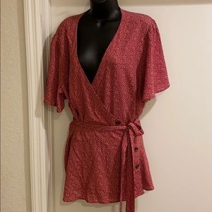 LOFT flutter sleeve wrap top